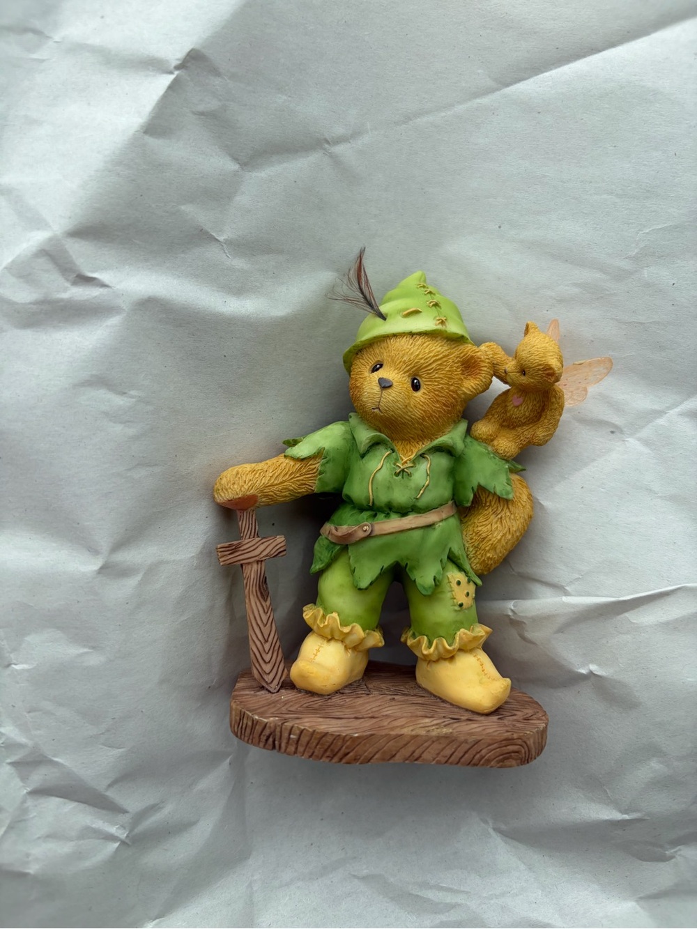 Cherished Teddies Green Teddy in Yellow Boots Figurine